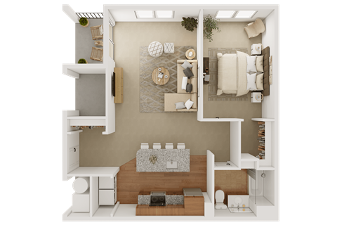 Floor plan for 1 bed, 1 bath, 796 sqft